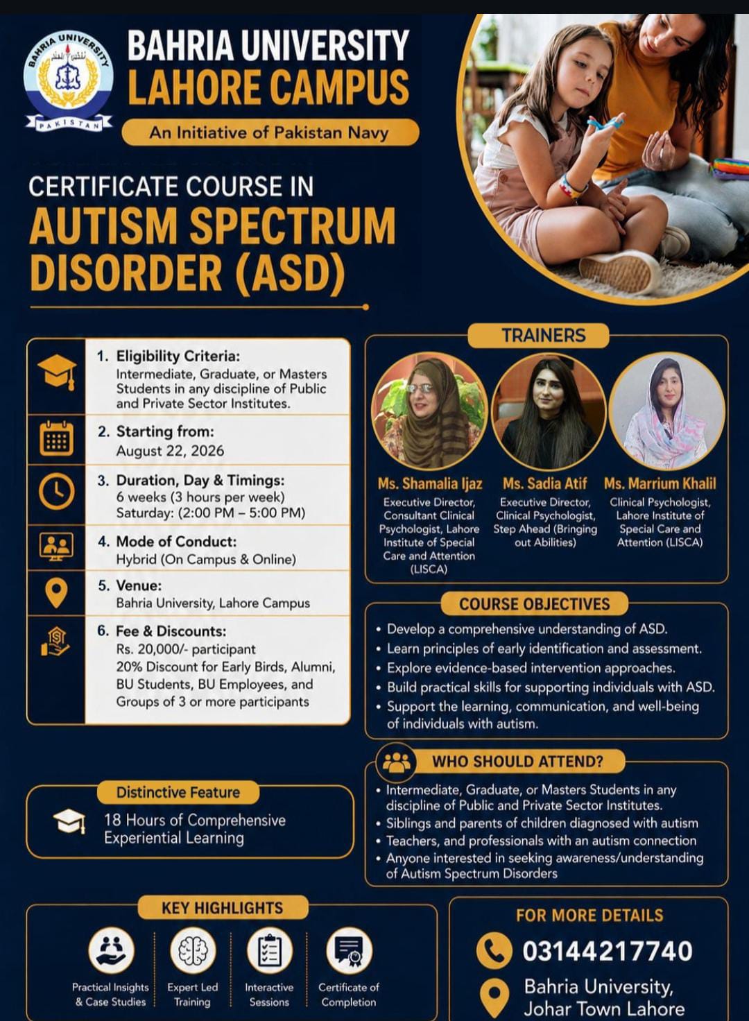 Certificate Course in Autism Spectrum Disorder (ASD)